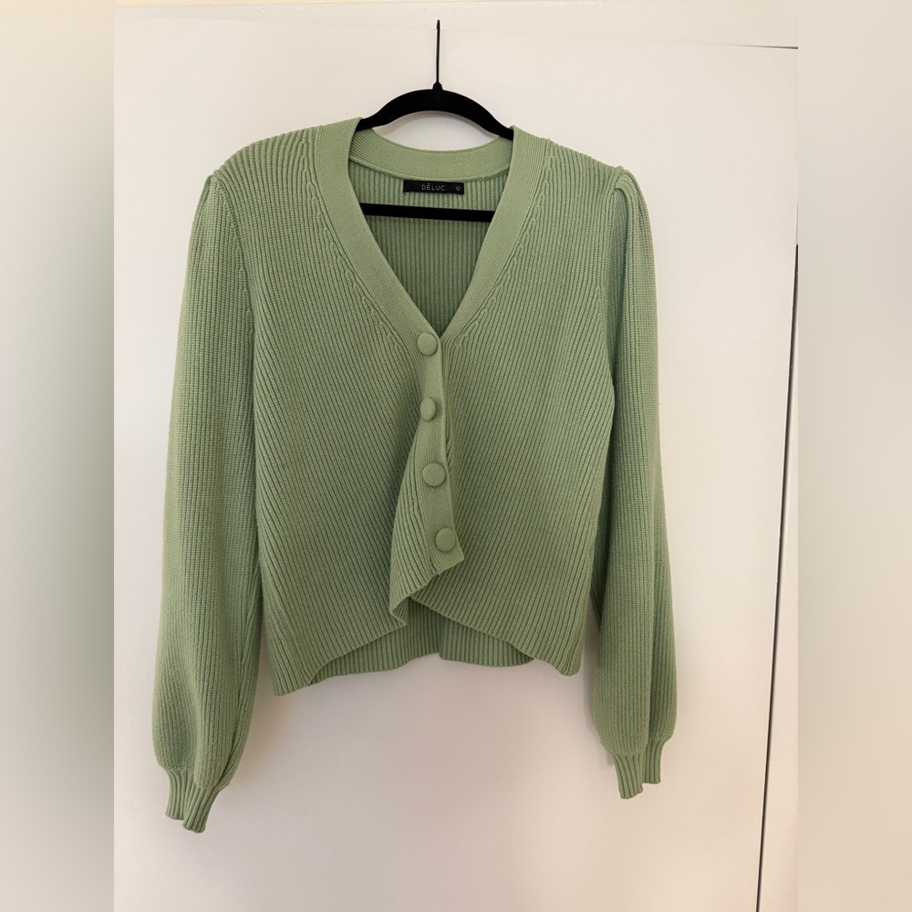 Green Button-Up Women's Sweater